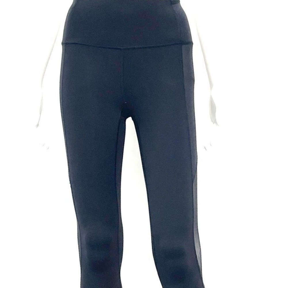 Lululemon Black Transparent Mesh Panel Leggings Sz 2